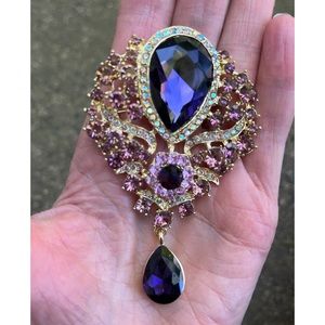 Brooch Pin - Purple & Gold Tone